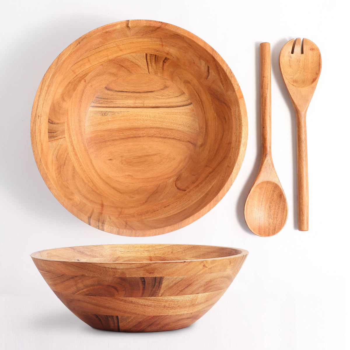 Acacia Salad Wood Bowl with Servers - Fancy That