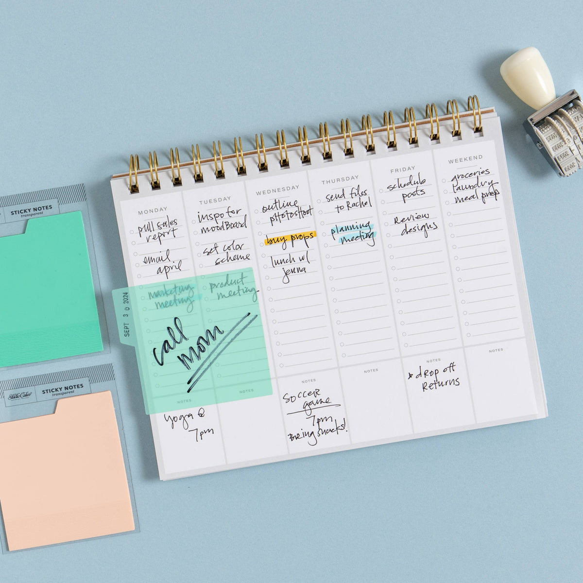 Tabbed Transparent Sticky Notes - Aqua - Fancy That