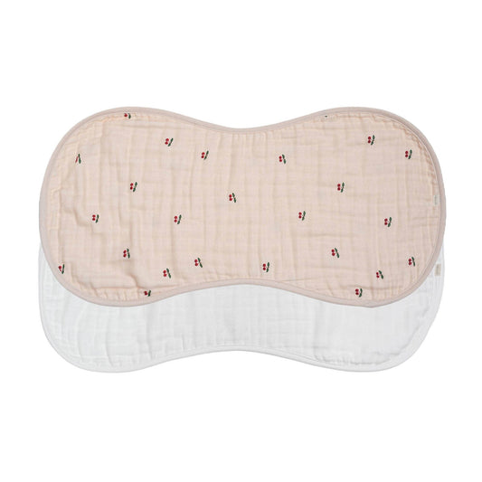 Bamboo Muslin Burp Cloth Set 2-Pack (Cherry-White) - Fancy That