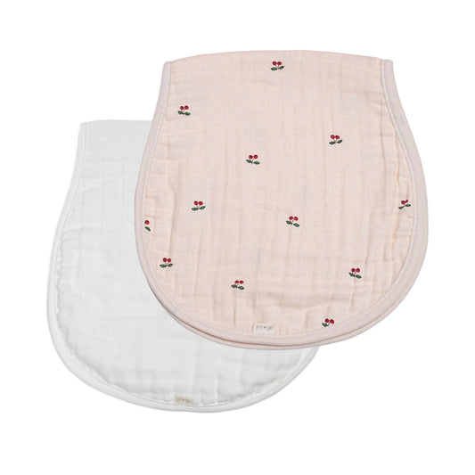 Bamboo Muslin Burp Cloth Set 2-Pack (Cherry-White) - Fancy That