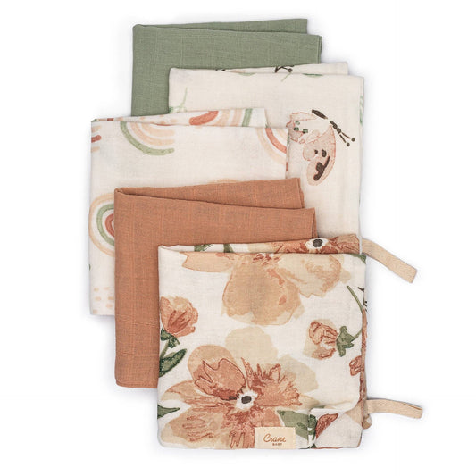5-pc. Baby Wash Cloth Set (Pink Floral) - Fancy That