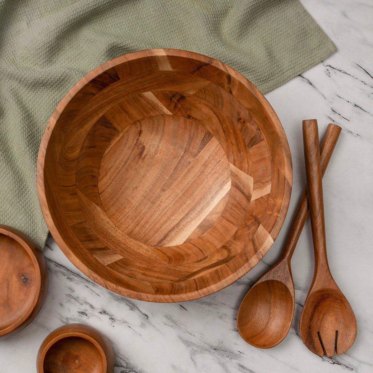 Acacia Salad Wood Bowl with Servers - Fancy That