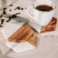 Load image into Gallery viewer, Marble and Wood Hexagon Coaster - Set of 4 - Fancy That

